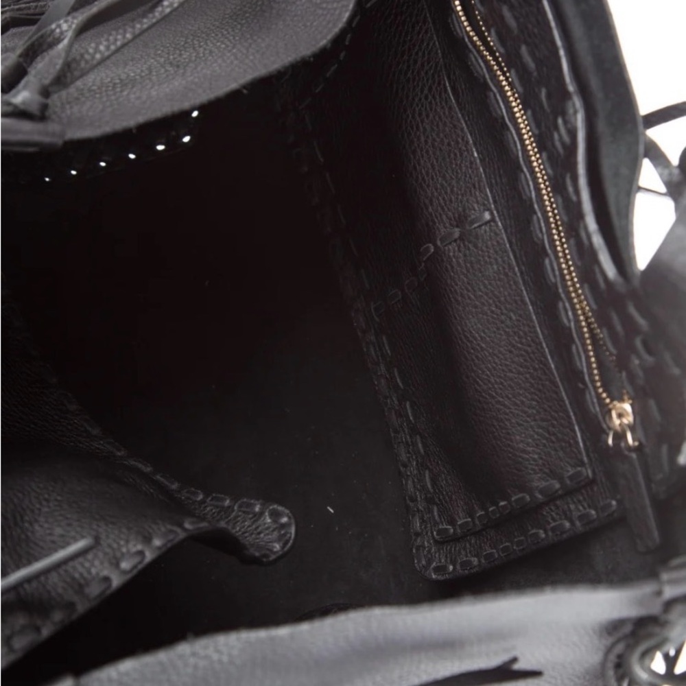 Valentino Black Leather C-Rockee Fringe Tote - Picture 2 of 15